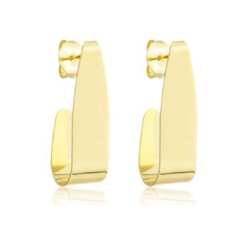 Brinco Meia Argola Lisa Chapa Banhado a Ouro 18k