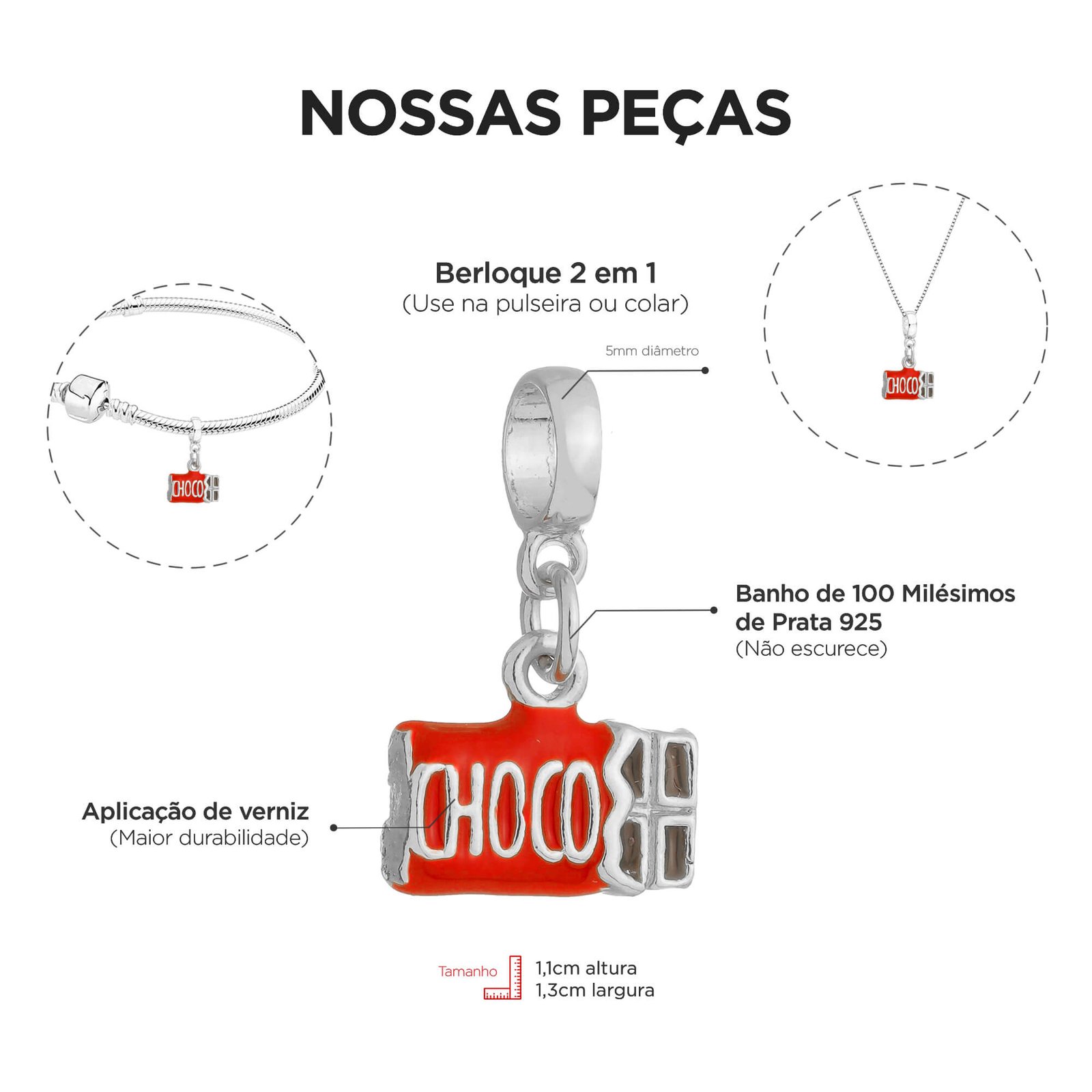 Berloques Cozinha Gastronomia Confeitaria Banhado a Prata 925