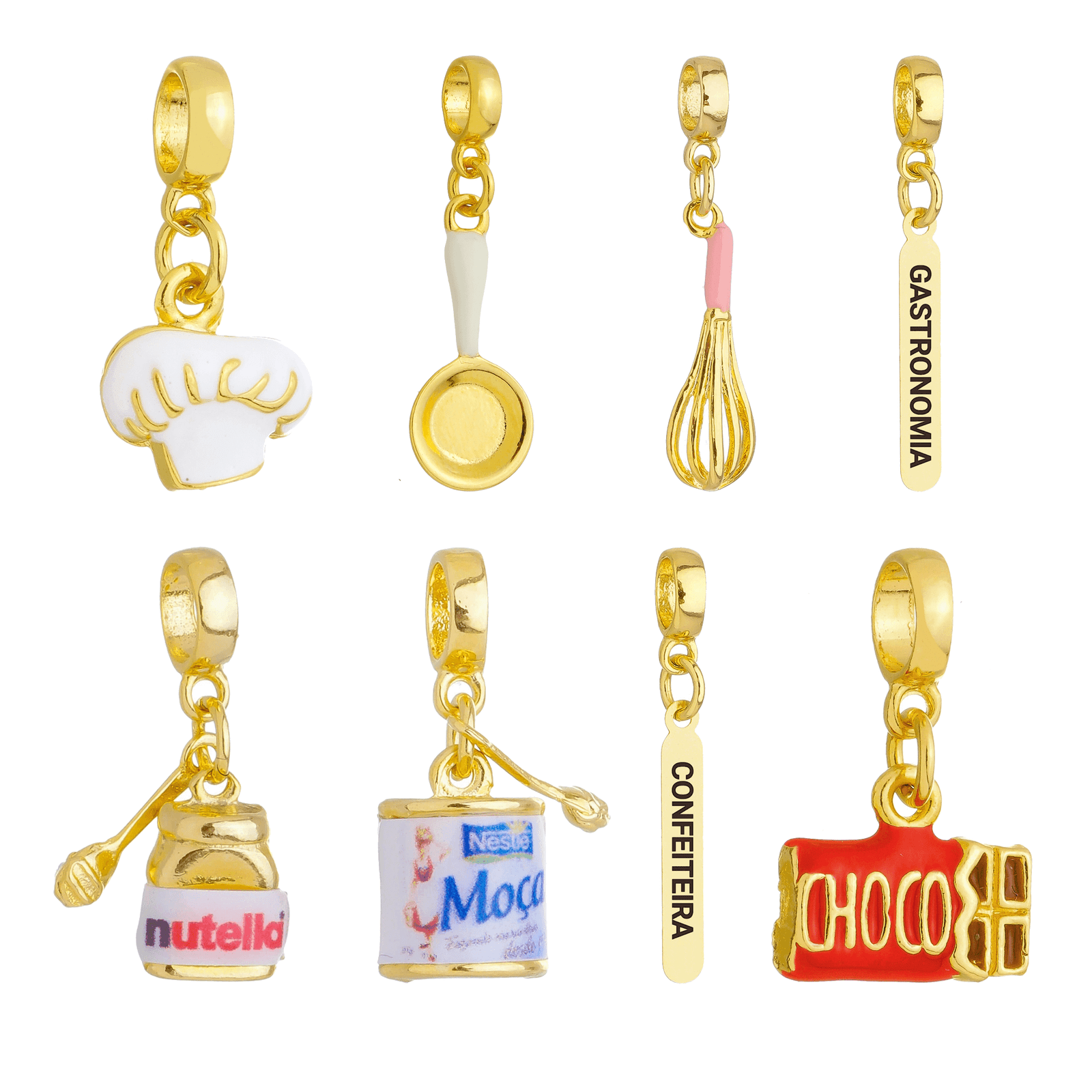 Berloques Cozinha Gastronomia Confeitaria Banhado a Ouro 18k