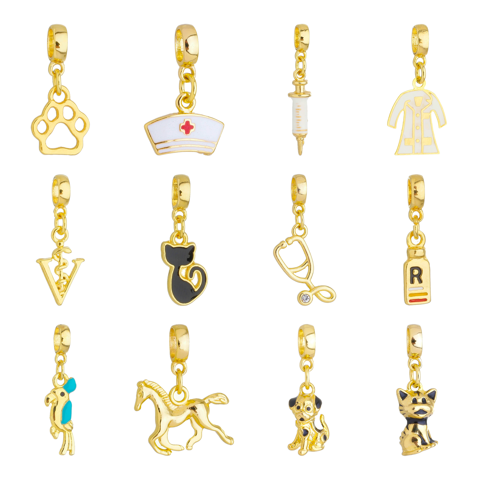 Berloques Veterinária Medicina Banhado a Ouro 18k