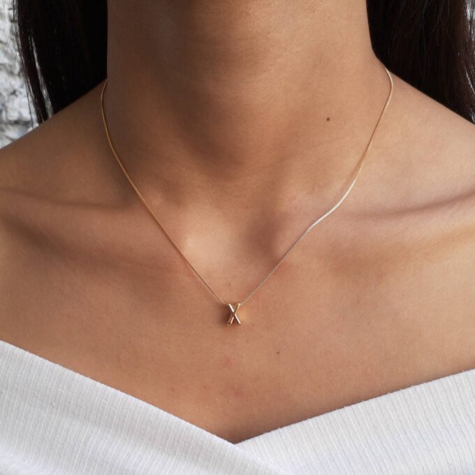 Colar Pingente Letra X Banhado a Ouro 18k