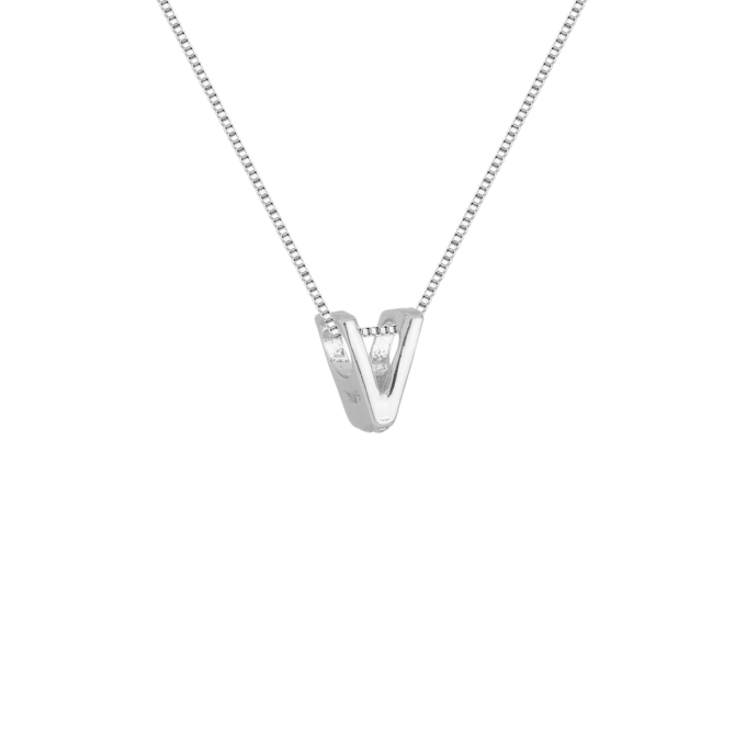 Colar Pingente Letra V Banhado a Ouro 18k