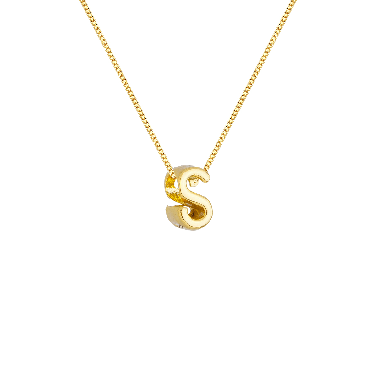 Colar Pingente Letra S Banhado a Ouro 18k