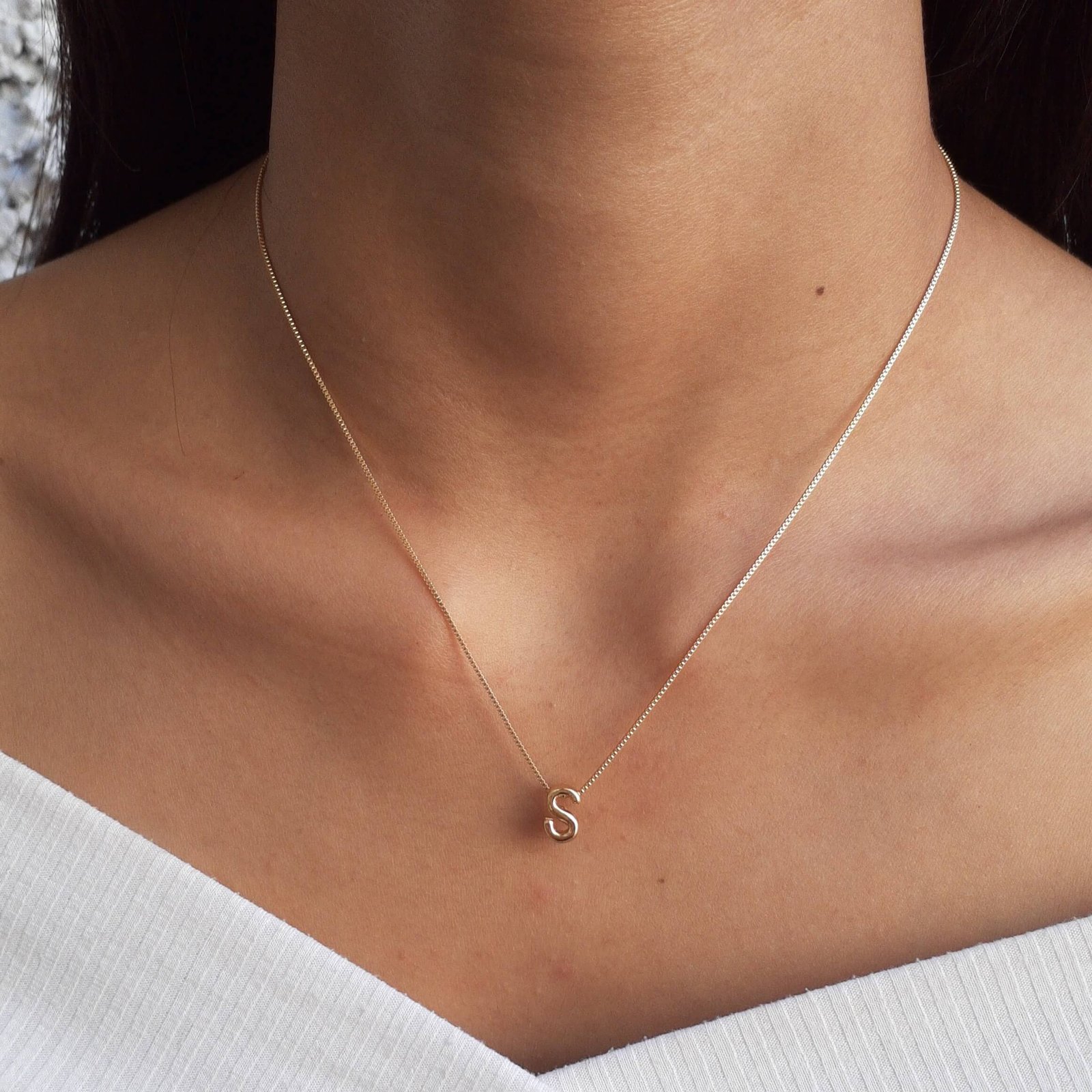 Colar Pingente Letra S Banhado a Ouro 18k