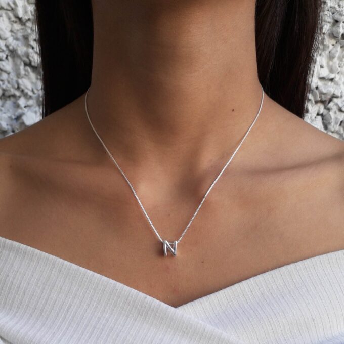 Colar Pingente Letra N Banhado a Ouro 18k