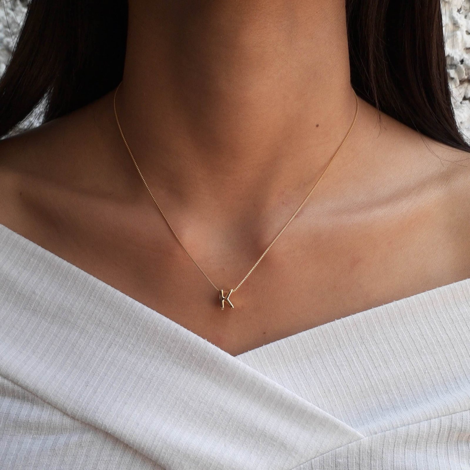 Colar Pingente Letra K Banhado a Ouro 18k