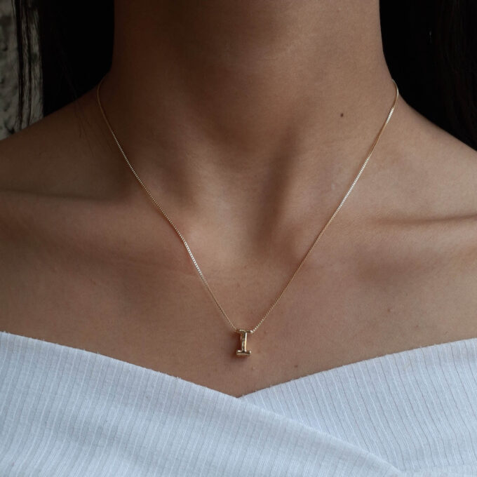 Colar Pingente Letra I Banhado a Ouro 18k