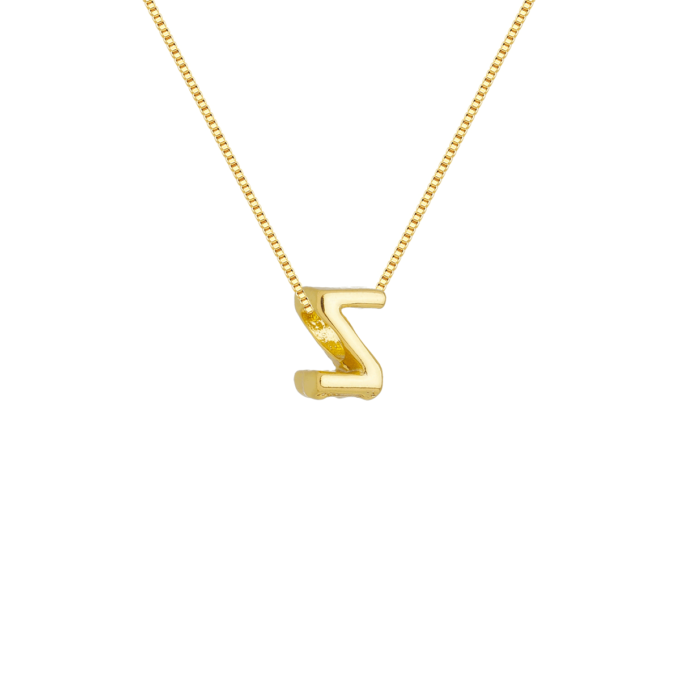 Colar Pingente Letra Z Banhado a Ouro 18k