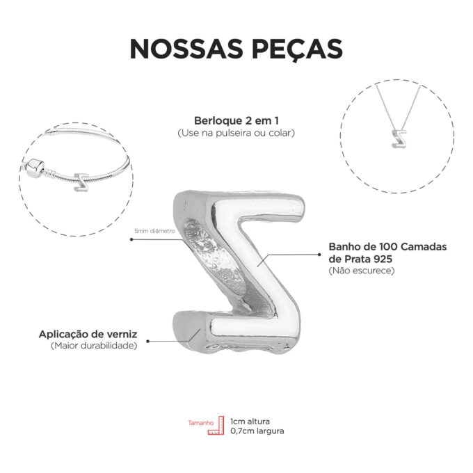 Colar Pingente Letra Z Banhado a Ouro 18k