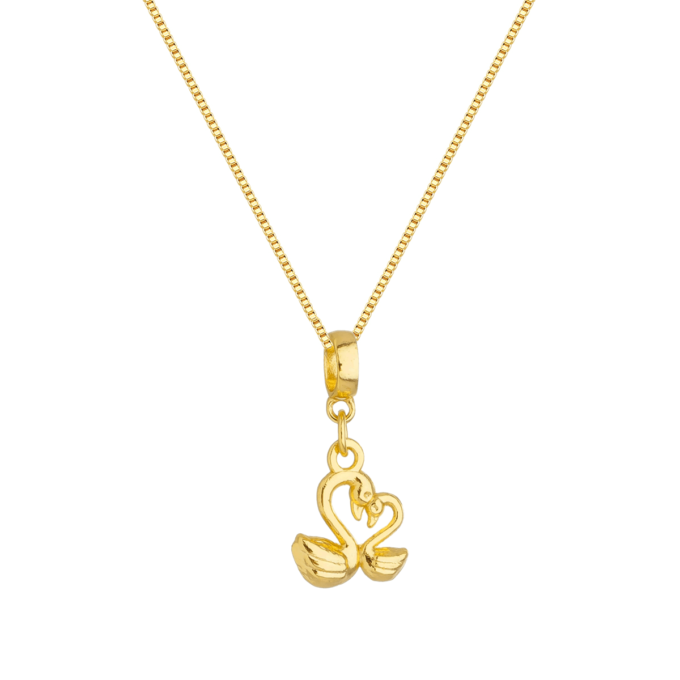 Colar Pingente Cisne Banhado a Ouro 18k