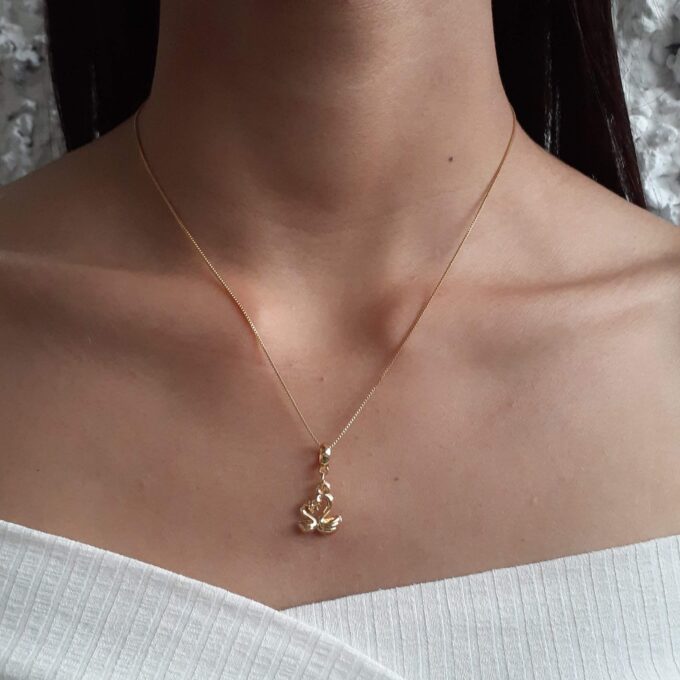 Colar Pingente Cisne Banhado a Ouro 18k