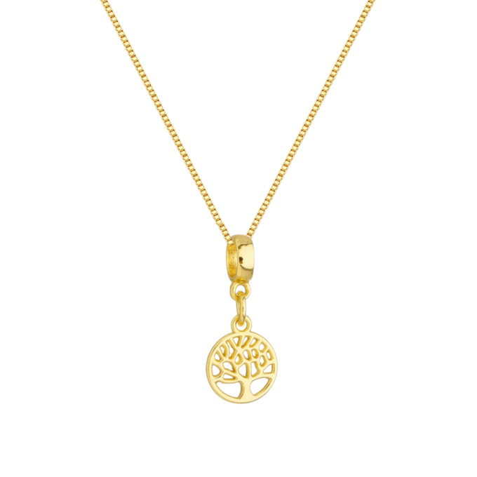 Colar Pingente Arvore Da Vida Banhado a Ouro 18k