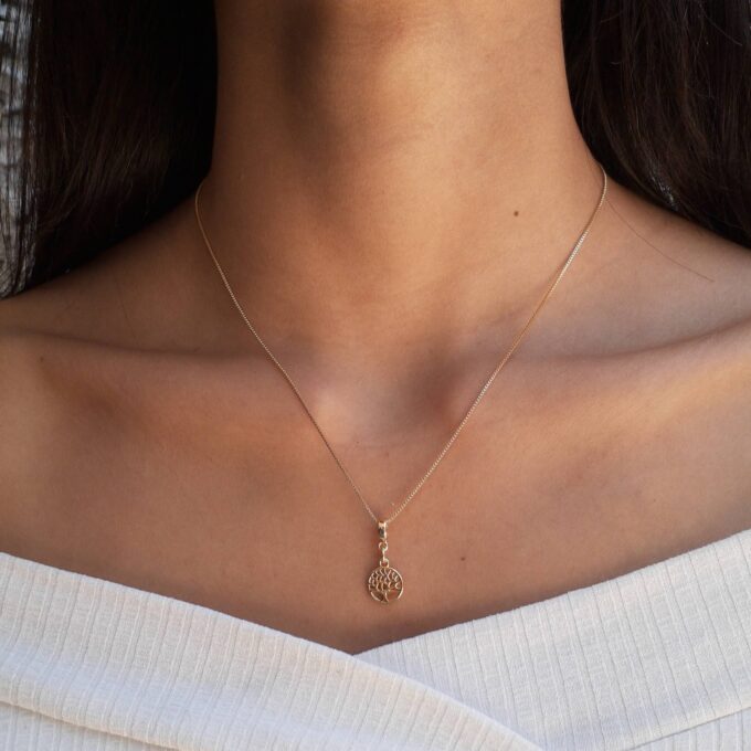 Colar Pingente Arvore Da Vida Banhado a Ouro 18k