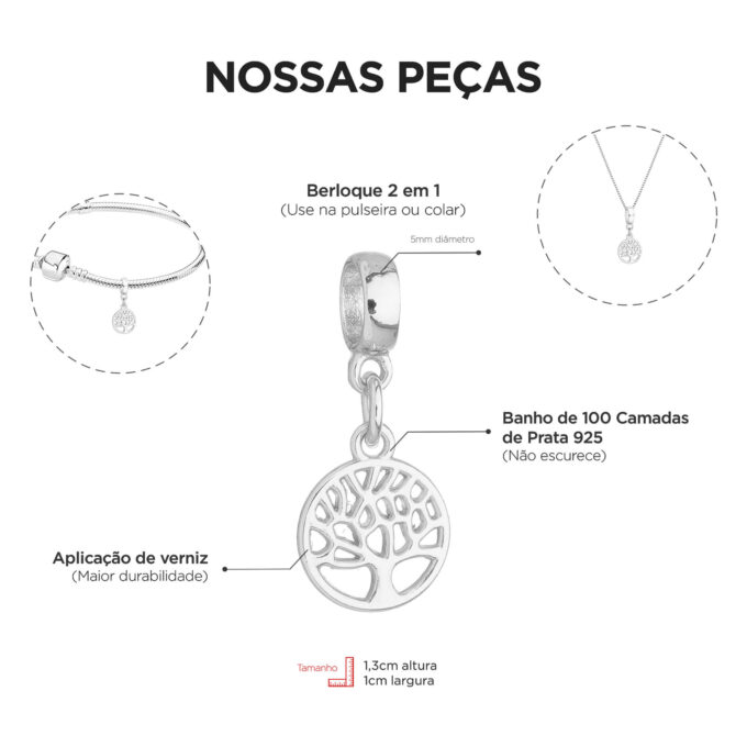 Colar Pingente Arvore Da Vida Banhado a Ouro 18k