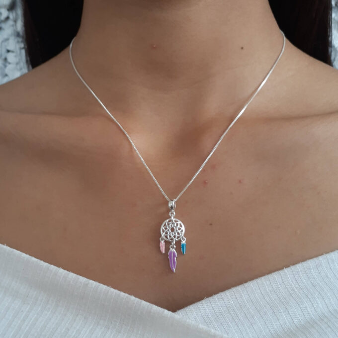 Colar Pingente Filtro dos Sonhos Banhado a Ouro 18k