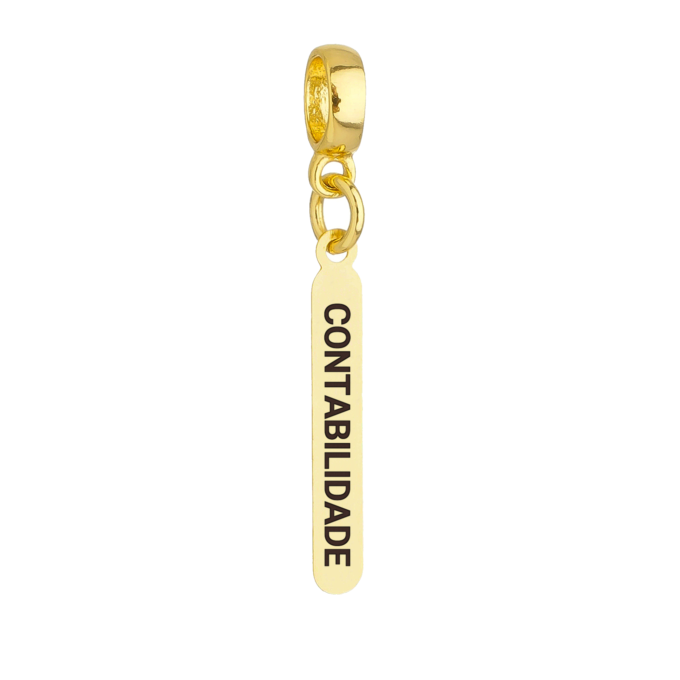 Berloque Plaquinha Contabilidade Banhado a Ouro 18k