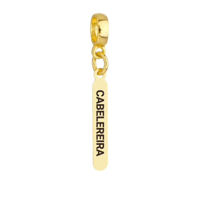 Berloque Plaquinha Cabeleireira Banhado a Ouro 18k