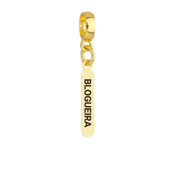 Berloque Plaquinha Blogueira Banhado a Ouro 18k