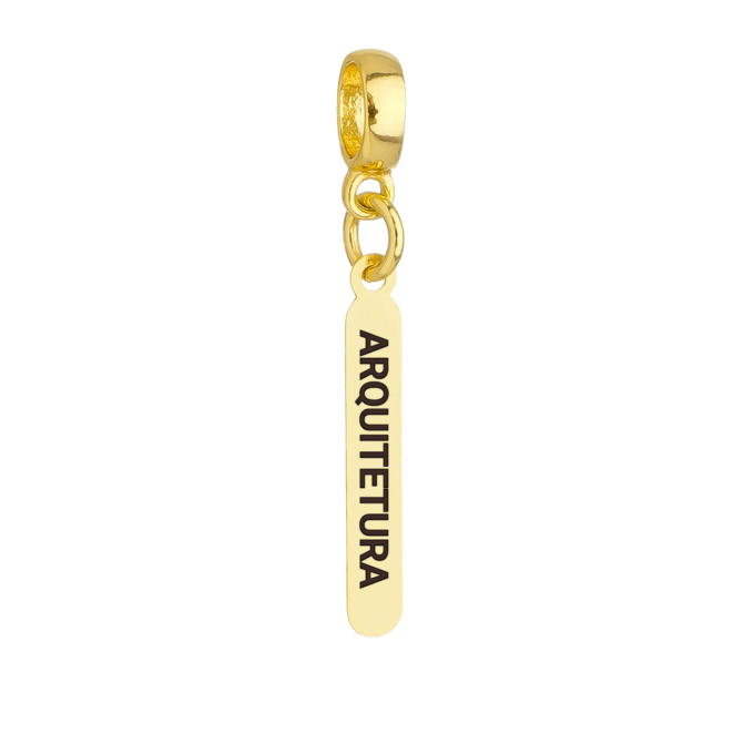 Berloque Plaquinha Arquitetura Banhado a Ouro 18k