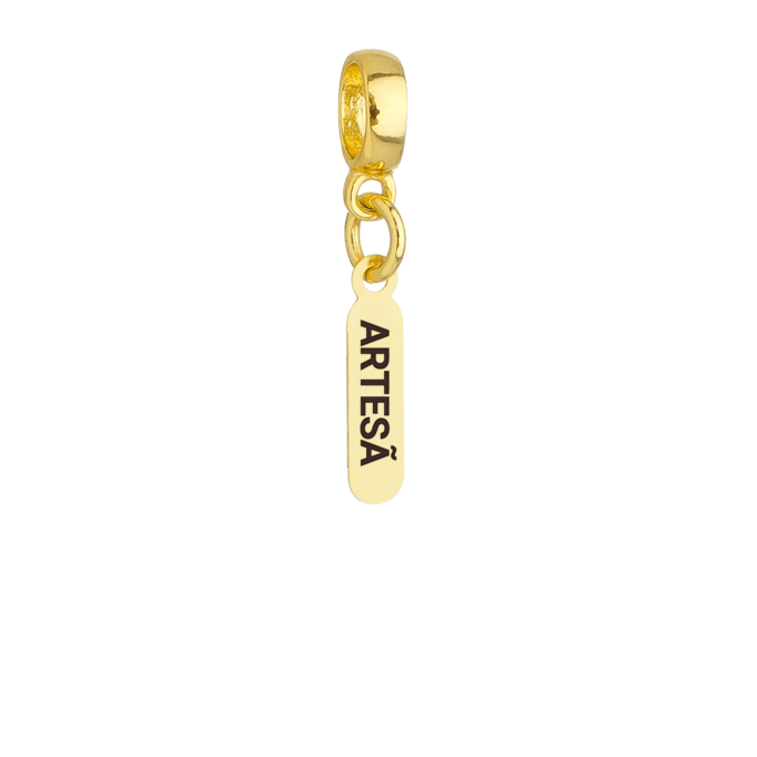 Berloque Plaquinha Artesã Banhado a Ouro 18k