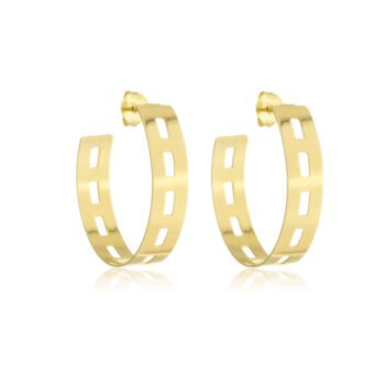 Brinco Argola Vazada Banhado a Ouro 18k