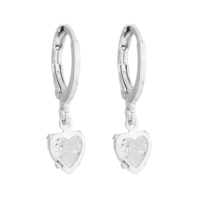 Brinco Argolinha Coração Zirconia Banhado a Ouro 18k
