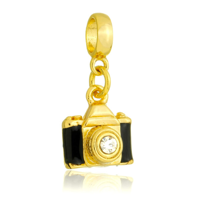 Berloque Câmera Banhado a Ouro 18k