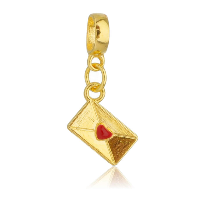 Berloque Carta Coração Banhado a Ouro 18k