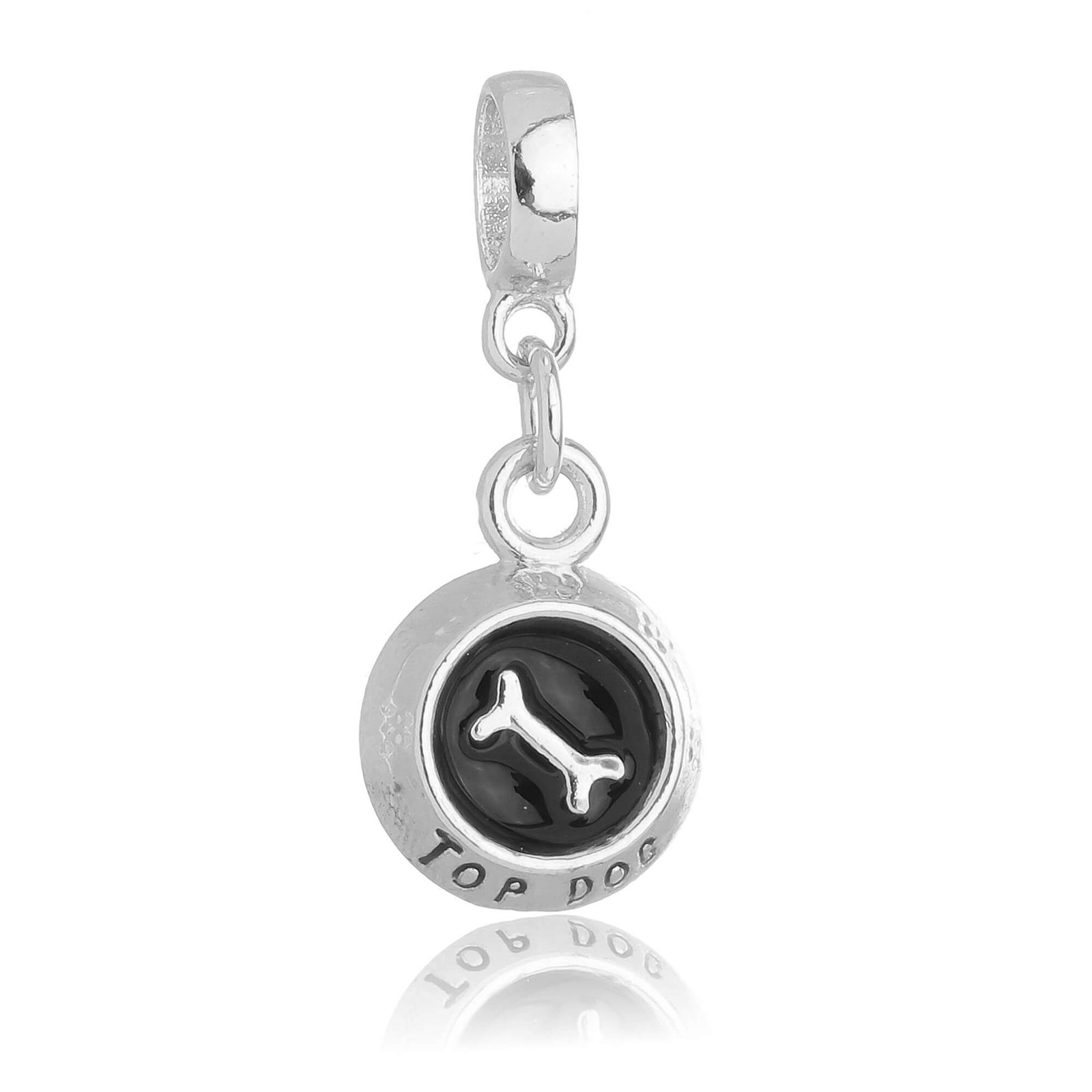 Berloque Comedouro Cachorro Banhado a Prata 925