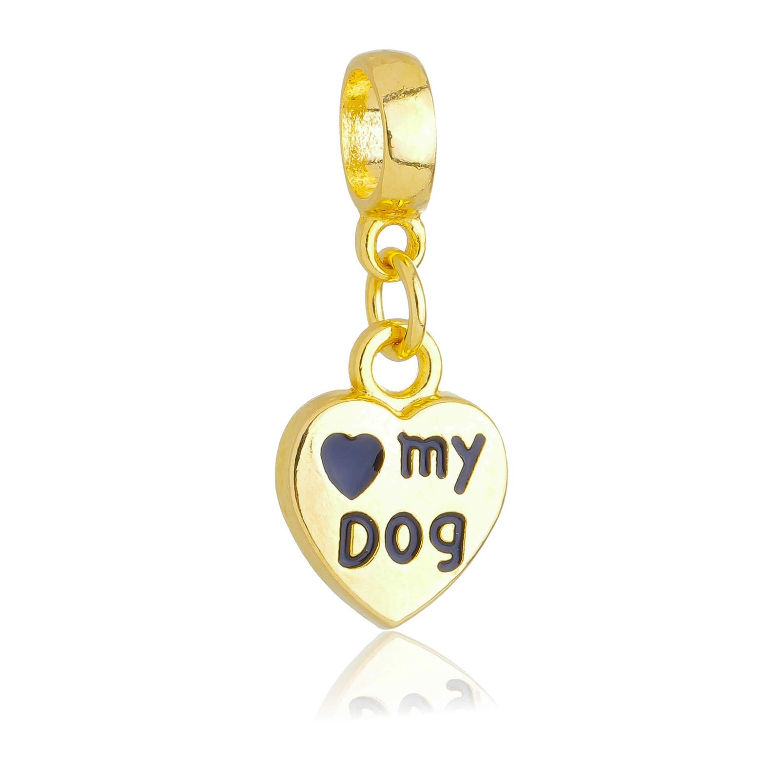 Berloque Coração Cachorro Banhado a Ouro 18k