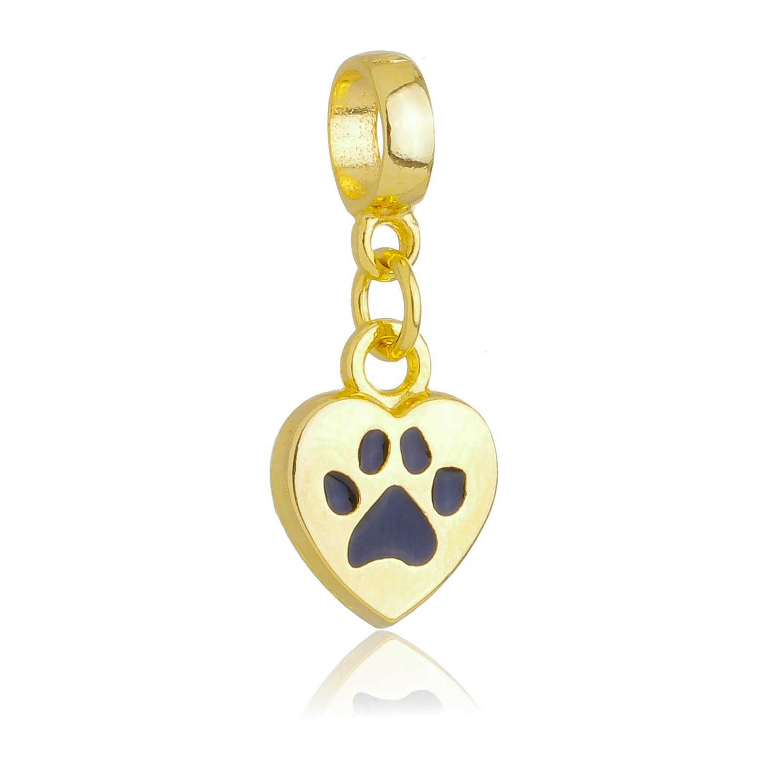 Berloque Coração Cachorro Banhado a Ouro 18k