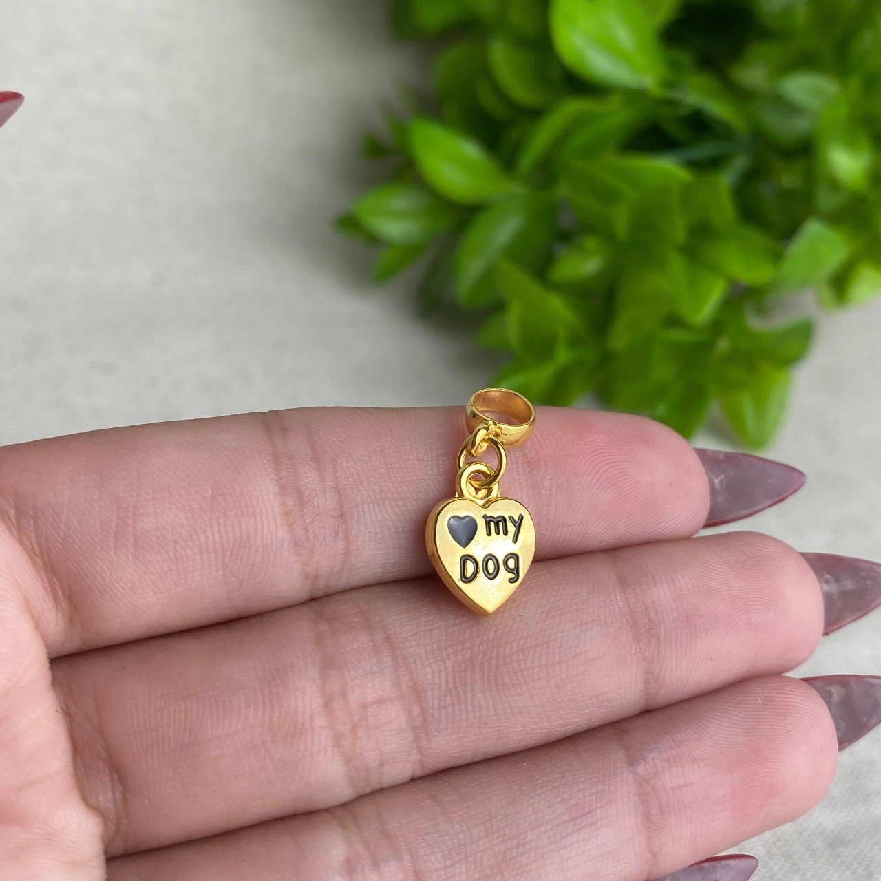 Berloque Coração Cachorro Banhado a Ouro 18k