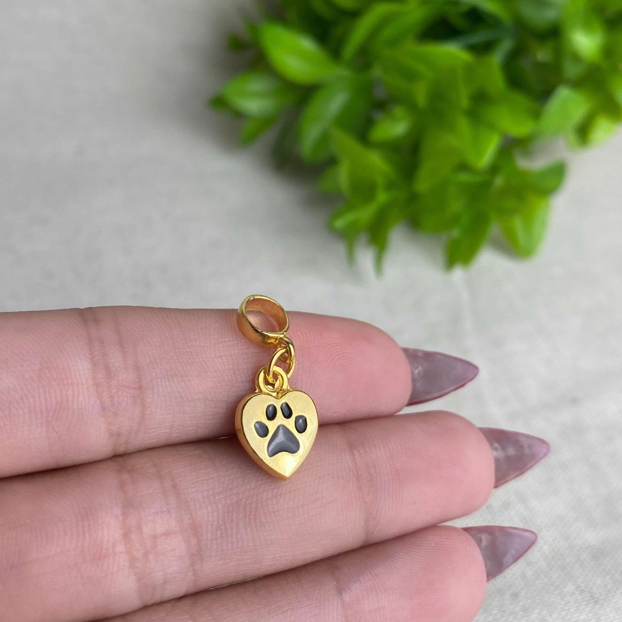 Berloque Coração Cachorro Banhado a Ouro 18k