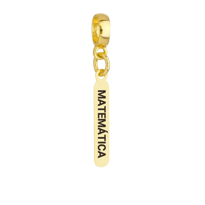 Berloque Plaquinha Matemática Banhado a Ouro 18k