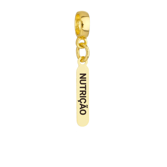 Berloque Plaquinha Nutrição Banhado a Ouro 18k