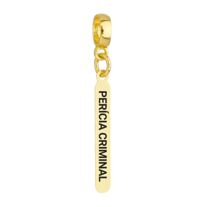 Berloque Plaquinha Pericia Criminal Banhado a Ouro 18k