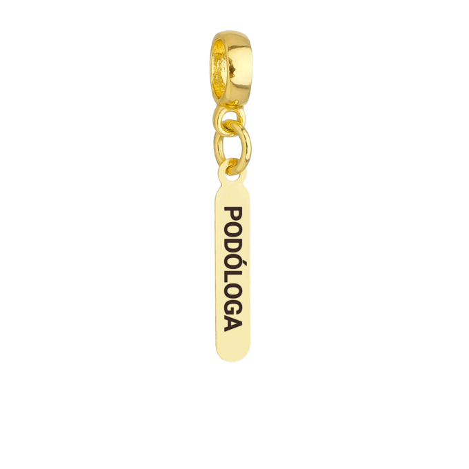 Berloque Plaquinha Podóloga Banhado a Ouro 18k