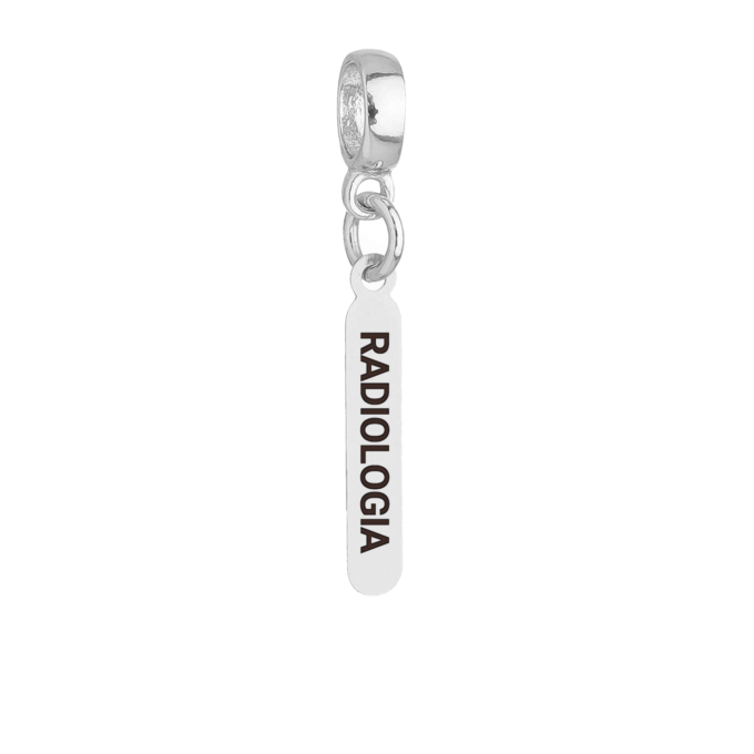 Berloque Plaquinha Radiologia Banhado a Ouro 18k