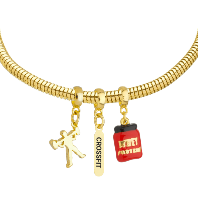 Pulseira CrossFit Berloque Banhado a Ouro 18k