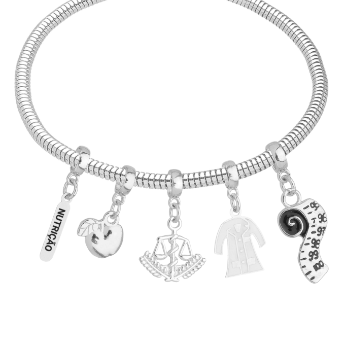 Pulseira Nutrição Berloque Banhado a Ouro 18k