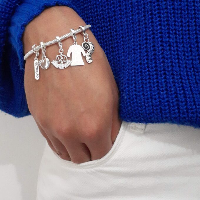 Pulseira Nutrição Berloque Banhado a Ouro 18k