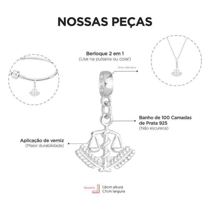 Pulseira Nutrição Berloque Banhado a Ouro 18k