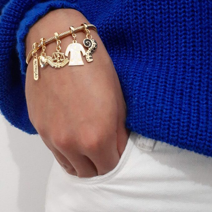 Pulseira Nutrição Berloque Banhado a Ouro 18k
