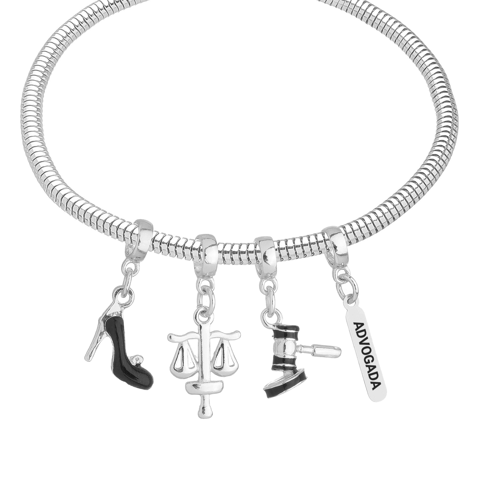 Pulseira Advogada Berloque Banhado a Prata 925