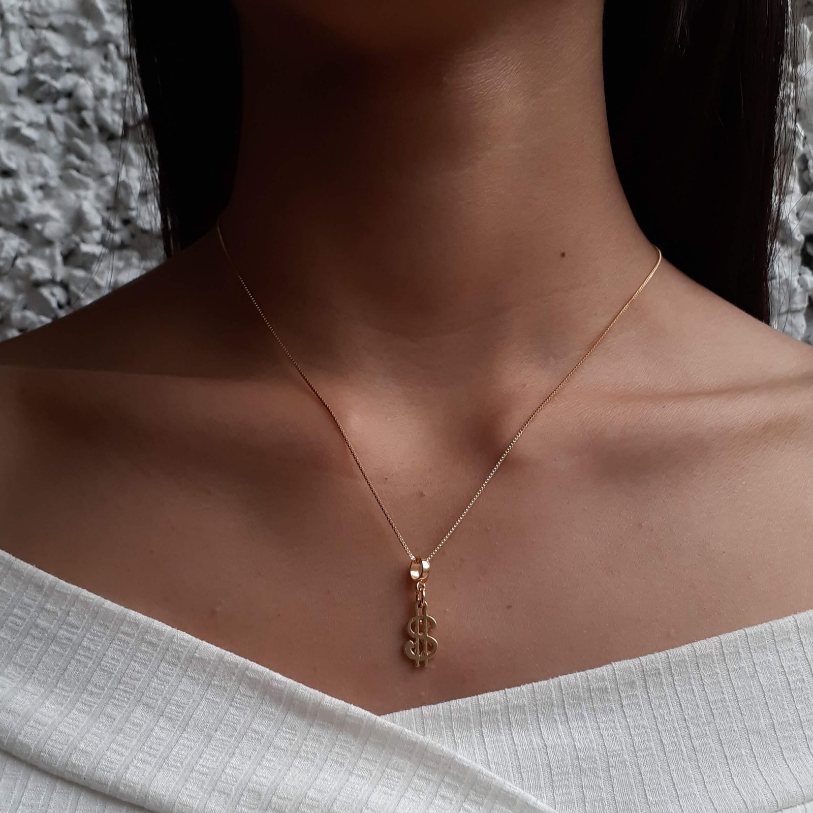 Colar Pingente Cifrão Banhado a Ouro 18k