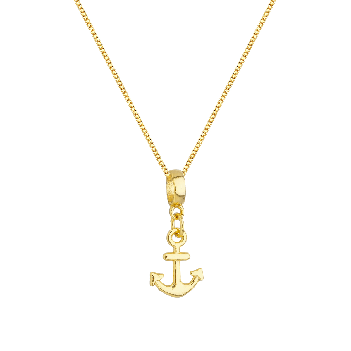 Colar Pingente Âncora Banhado a Ouro 18k