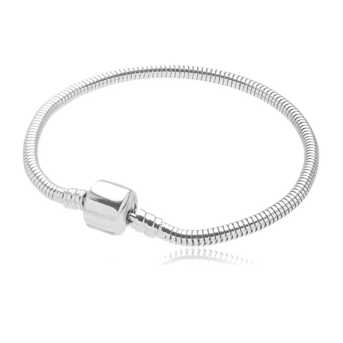Pulseira Berloque Com Trava de Segurança Banhado a Prata 925