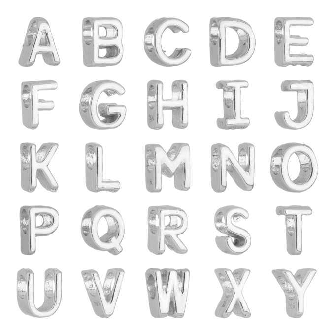 Berloque Letras de A-Z Alfabeto Separador Banhado a Prata 925