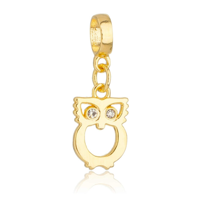 Berloque Coruja Strass Banhado a Ouro 18k
