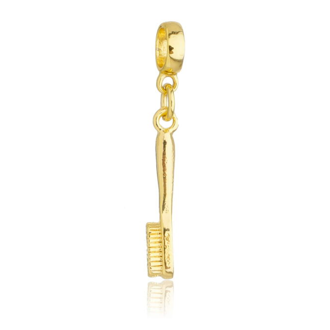 Berloque Escova de Dente Banhado a Ouro 18k
